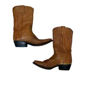 Vintage Cisco Western Leather Boots Mens 9.5 Camel Cowboy Embroidered Riding